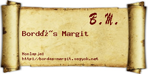 Bordás Margit névjegykártya