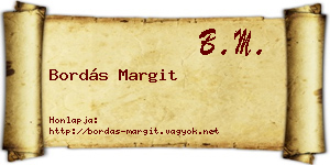 Bordás Margit névjegykártya